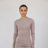 Mock Neck Top Taupe