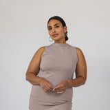 Mock Neck Tank Taupe