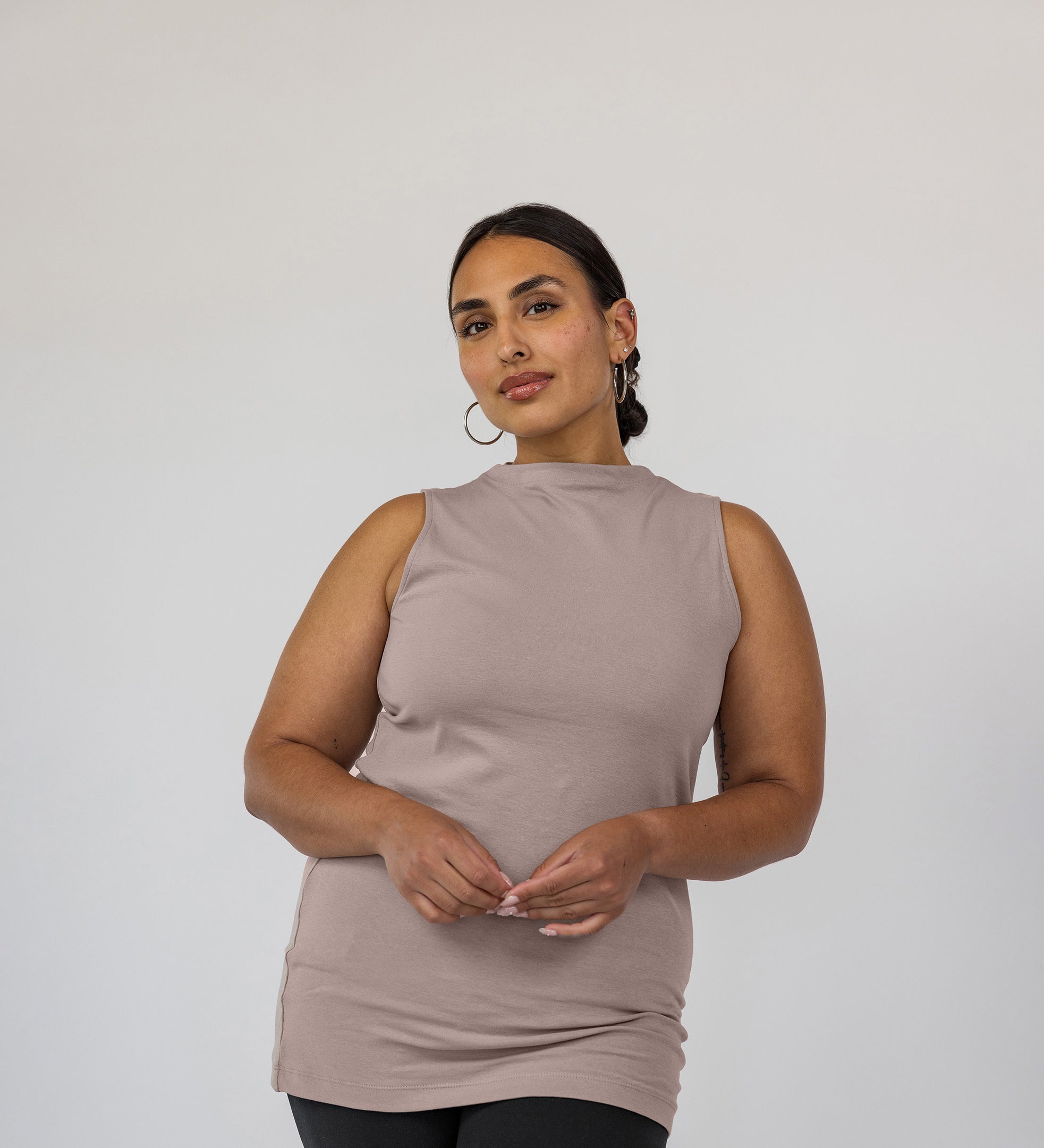 Mock Neck Tank Taupe