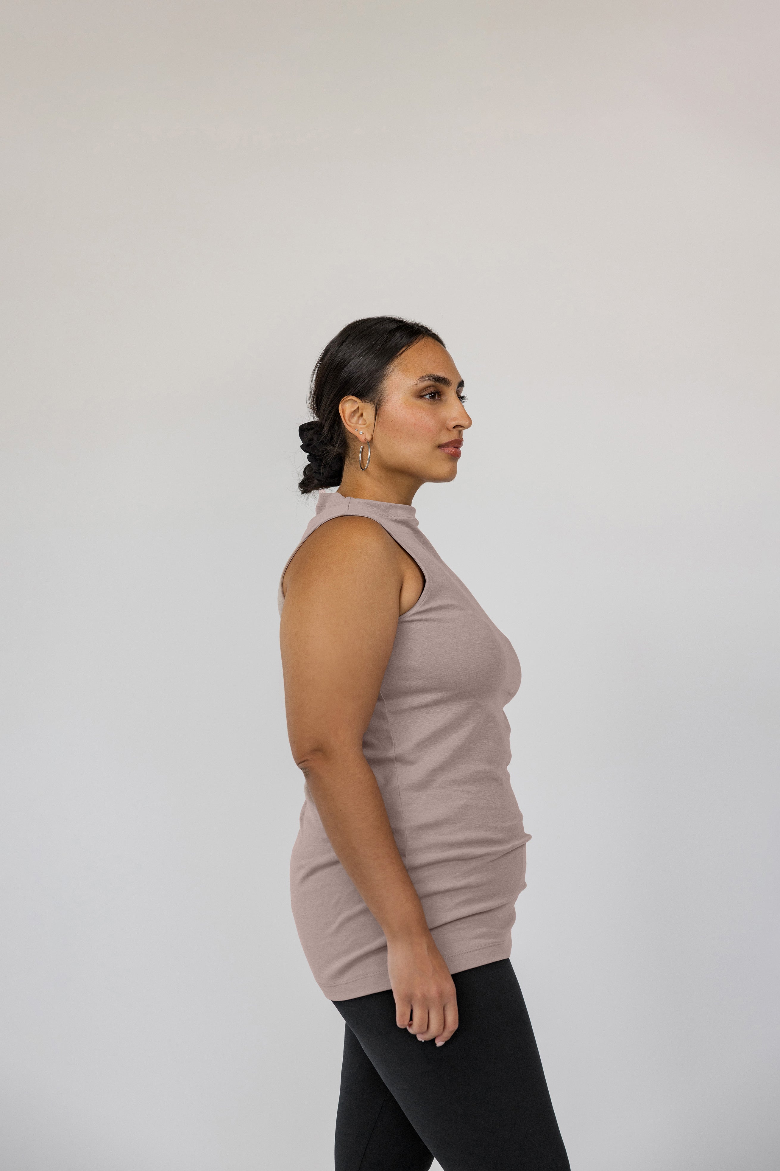 Mock Neck Tank Taupe - Image 3