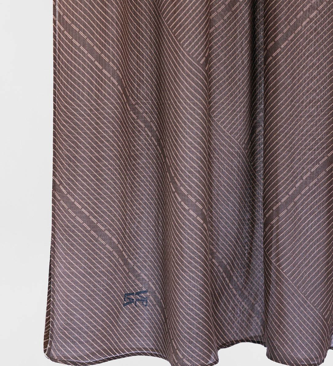 striped brown fabric with a subtle pattern on a white background