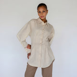 Sculpted Button Up Beige