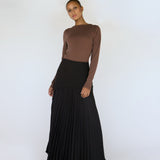 Pleated Drop Waist Skirt Black