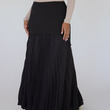 Pleated Drop Waist Skirt Black