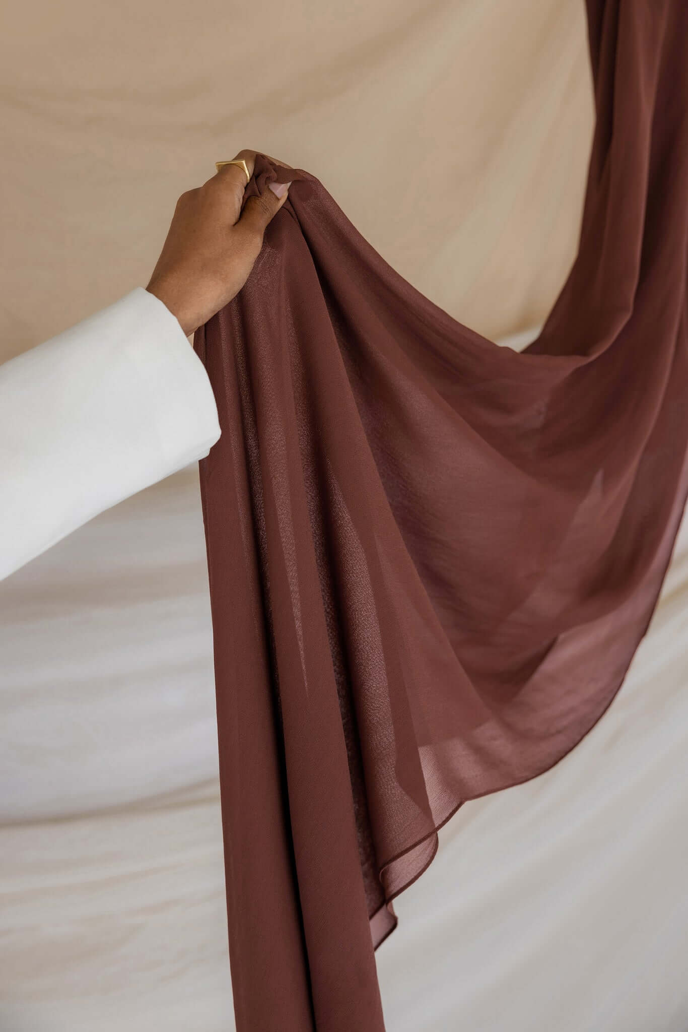 canyon brown crepe chiffon