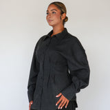 Sculpted Button Up Charcoal