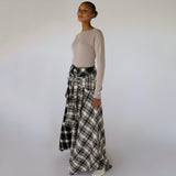 Mixed Plaid Skirt