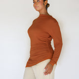 Asymmetrical Long Sleeve Top Rust