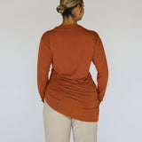Asymmetrical Long Sleeve Top Rust