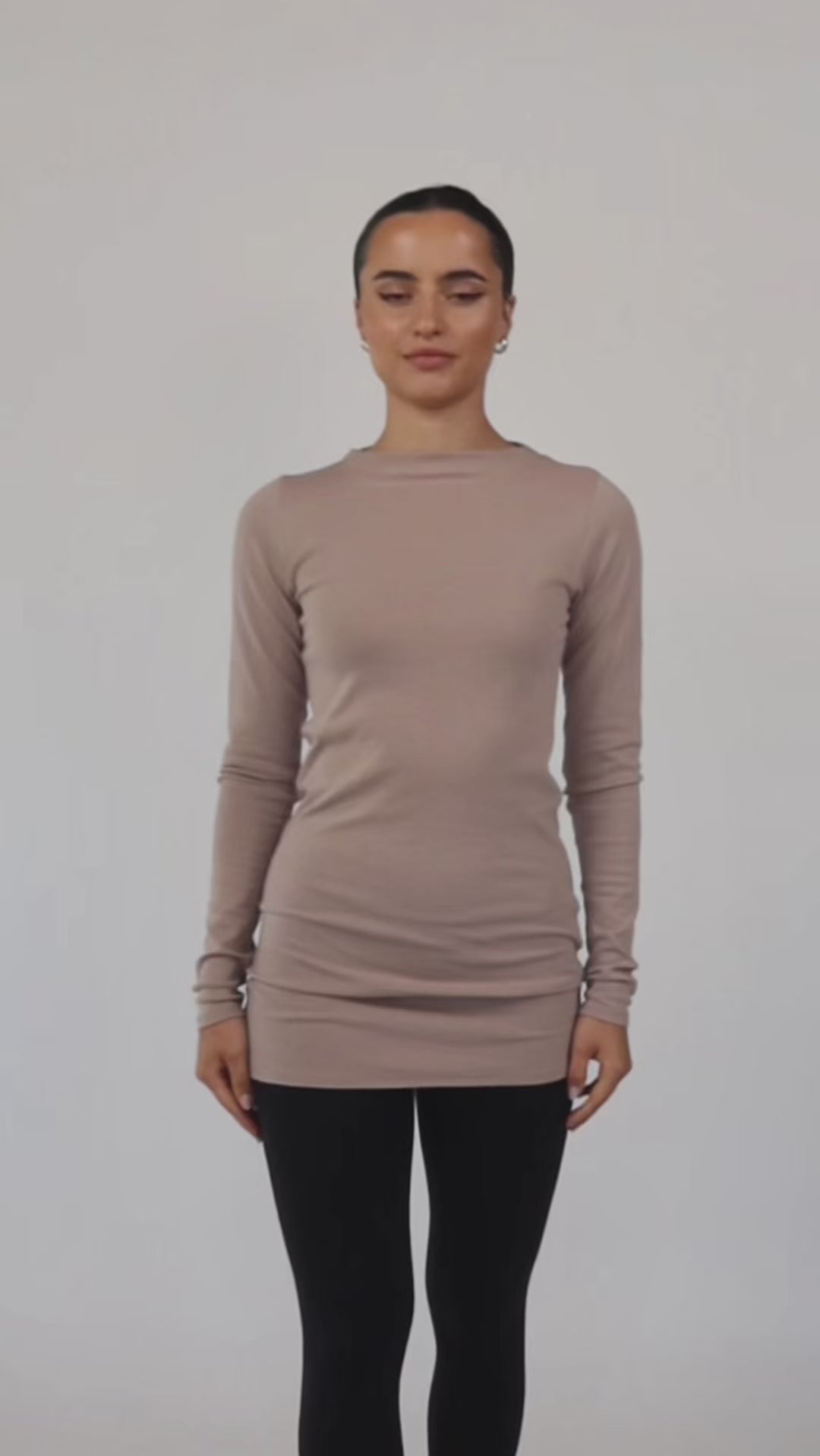 Mock Neck Top Taupe - Image 8