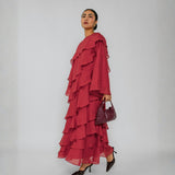Tiered Ruffle Dress Garnet