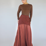 Pleated Drop Waist Skirt Rouge