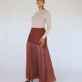 Pleated Drop Waist Skirt Rouge