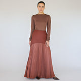 Pleated Drop Waist Skirt Rouge