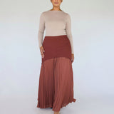 Pleated Drop Waist Skirt Rouge