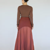 Pleated Drop Waist Skirt Rouge