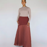 Pleated Drop Waist Skirt Rouge