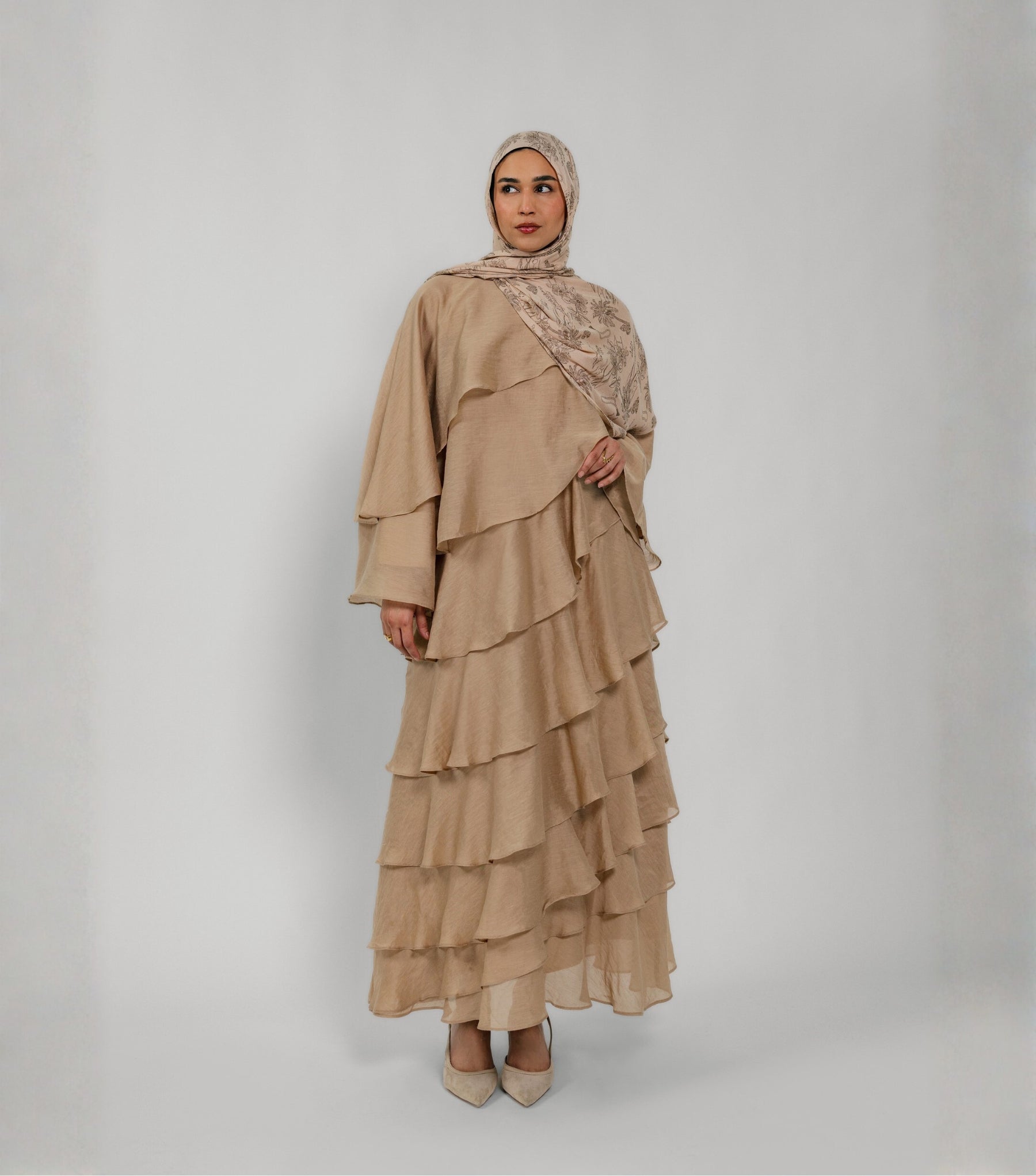 Tiered Ruffle Dress Champagne, Champagne / L