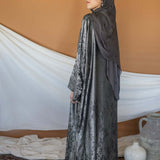 metallic black abaya - 2 piece SET