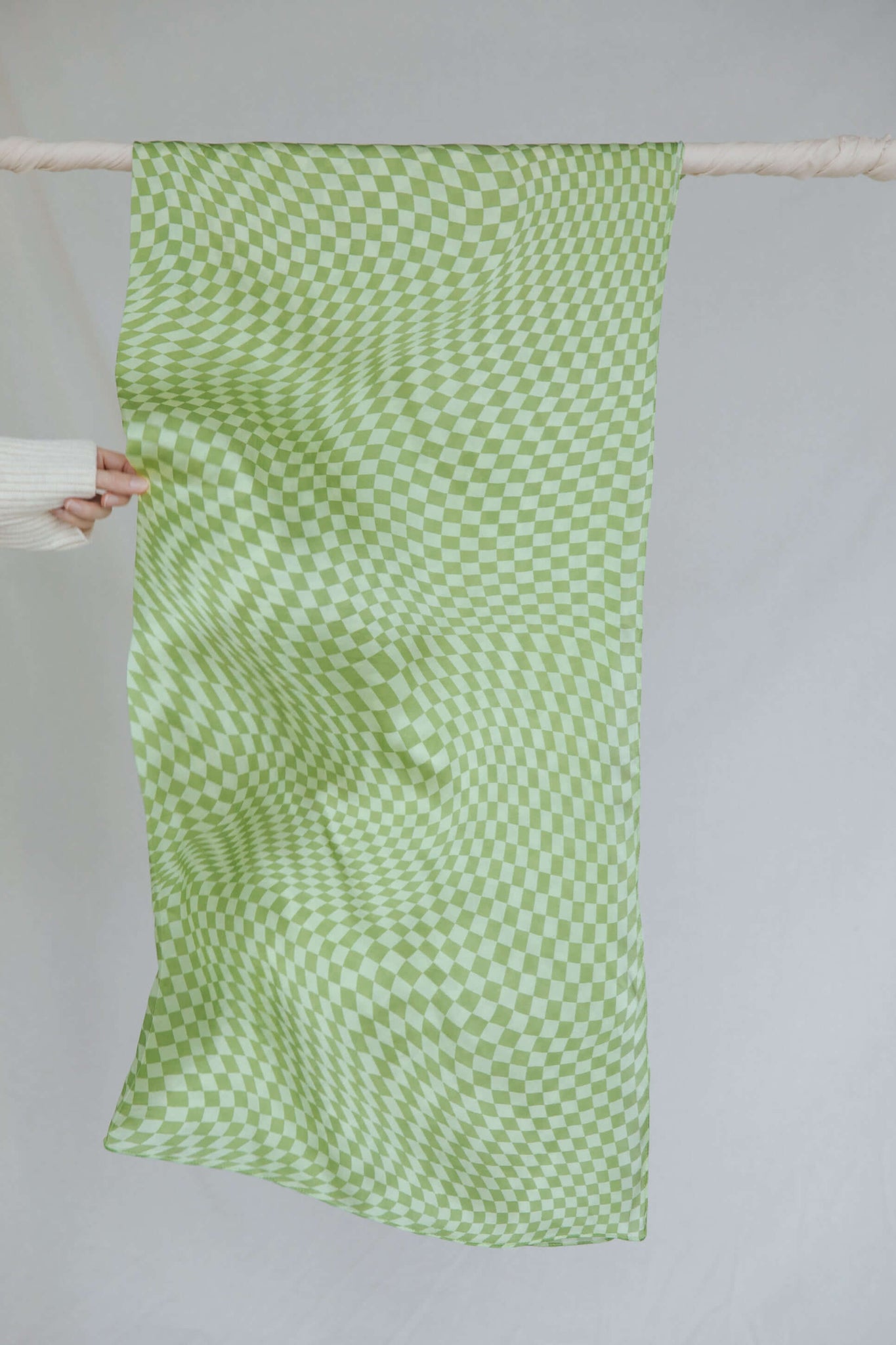 checkered green silk