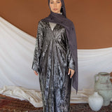 metallic black abaya