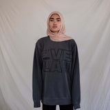 VELA charcoal rhinestone crewneck
