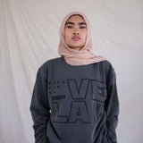VELA charcoal rhinestone crewneck