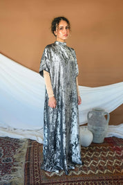 metallic black abaya - 2 piece SET