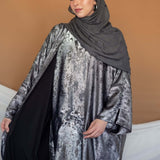 metallic black abaya - 2 piece SET