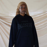 free Palestine puff ink hoodie