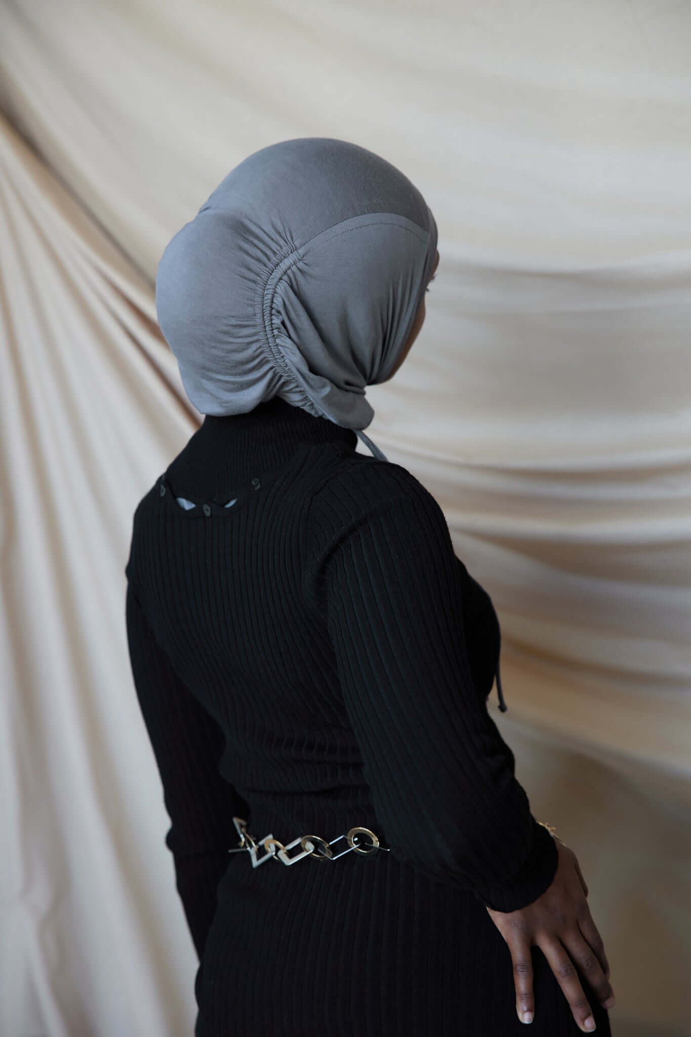 ruching hijab smoky silver
