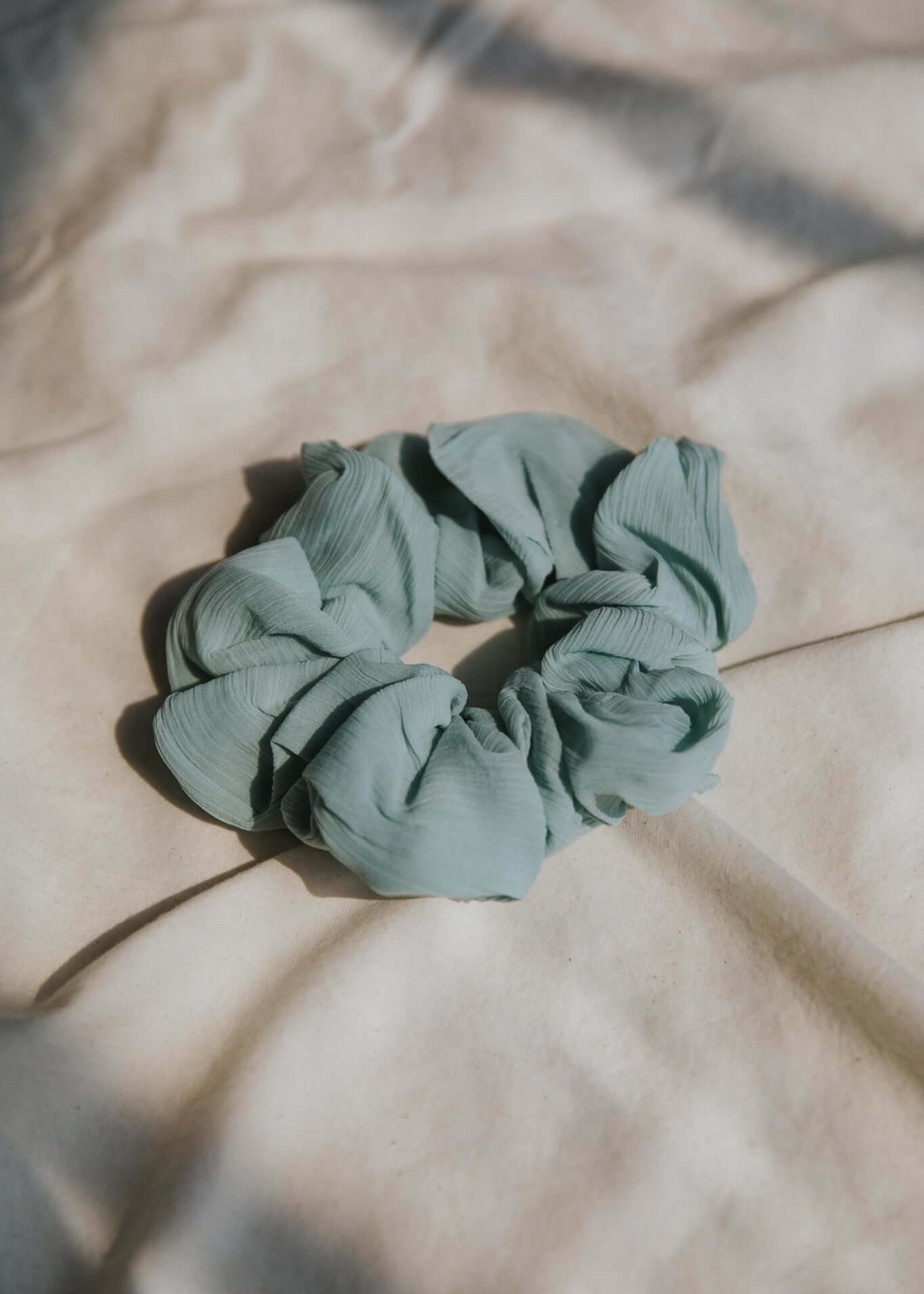 Vela pistachio chiffon scrunchie