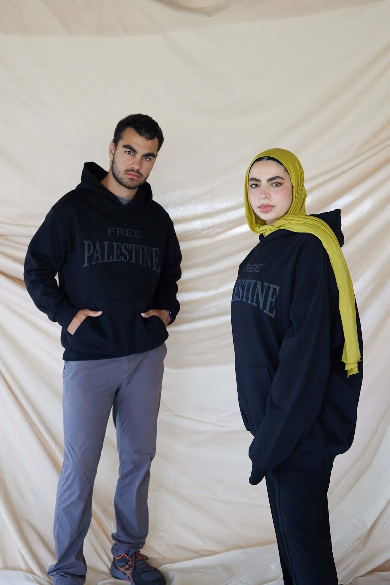 free Palestine puff ink hoodie