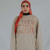 VELA beige rhinestone crewneck