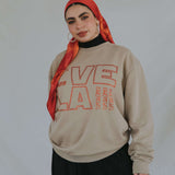 VELA beige rhinestone crewneck