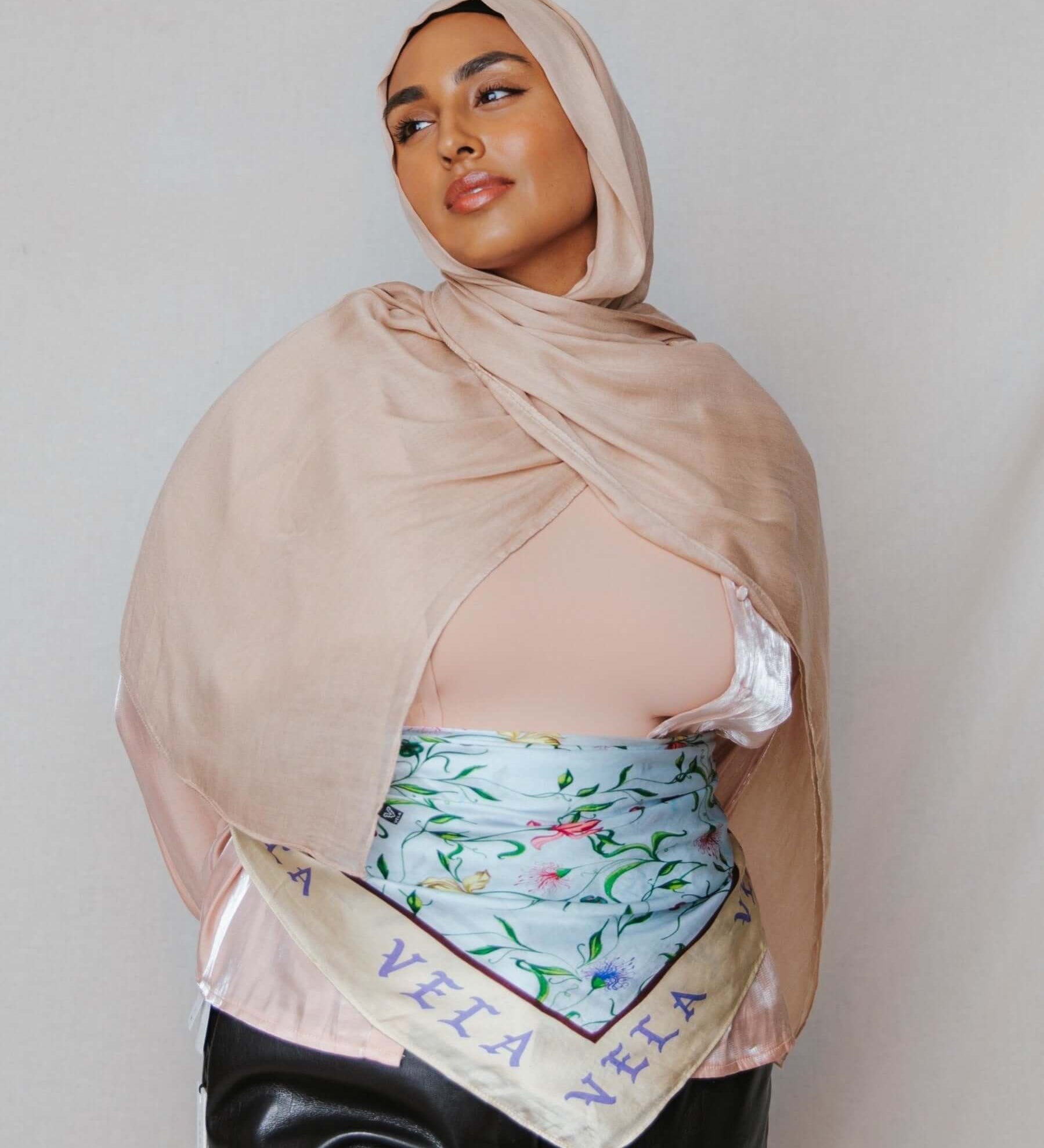 Baby Blue Floral Silk