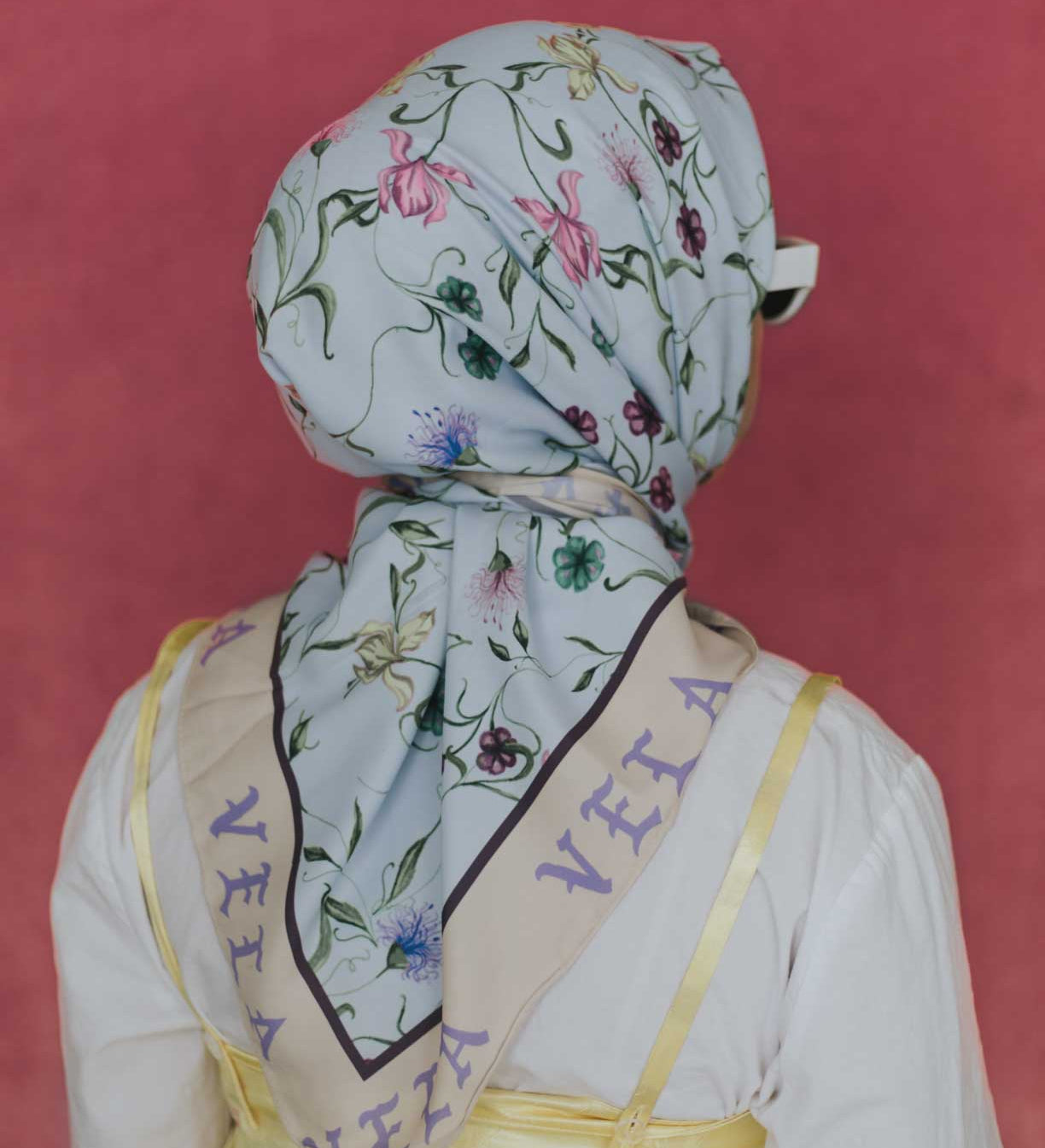 Baby Blue Floral Silk